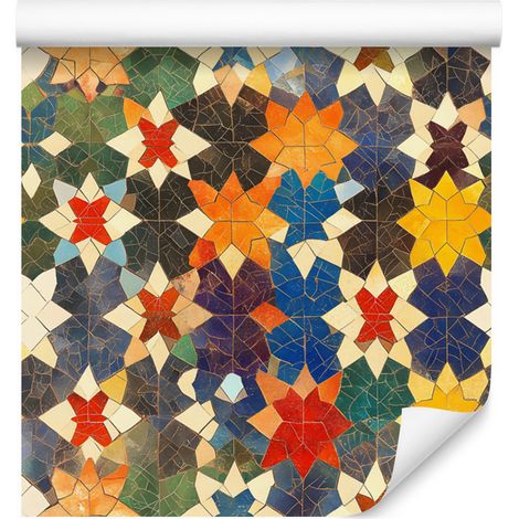 Papier peint mosaïque mexicaine or et marron pour salon et chambre 50x1000 cm (1/5)