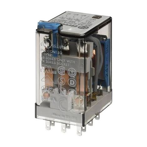 FINDER SERIE 55  RELAIS INDUSTRIALE 24 VDC 3 CONTATTI 10 A PULSANTE + LED + DIODO