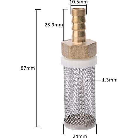 Filtre en maille d'acier inoxydable allongée (10 mm) pour tuyau d'arrosage, protection et filtration de l'eau. Filtre en laiton pour le nettoyage de l'eau. (1/5)