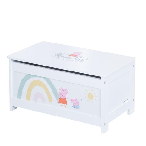 roba Cassapanca Peppa Pig - per Riporre Giocattoli, Vestiti, Libri - per Mantenere l'Ordine - con Coperchio - Multifunzionale - Chiusura Soft e Silenziosa - dai 18 Mesi - Legno Laccato Bianco (1/5)