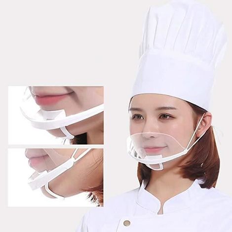 10pcs Transparent Anti-brouillard de Pulvérisation Saliva Spit Bouclier de Chef Protection Alimentaire Bouche Couverture Protecteur (1/4)