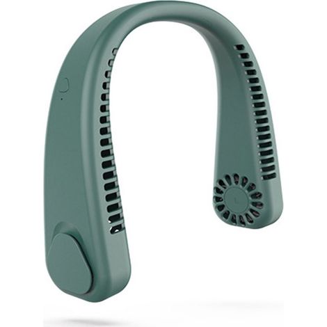 Ventilateur de cou portable et silencieux, idéal pour les activités de plein air et le sport. Rechargeable par USB. Cadeau idéal. F2 - Ventilateur de cou vert (1/5)