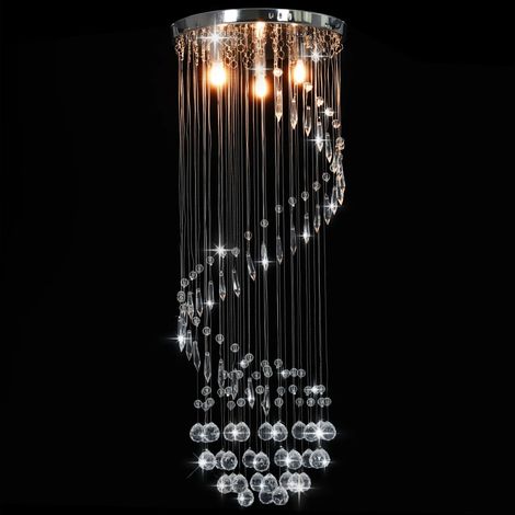 Plafonnier avec perles de cristal Argenté Spirale G9