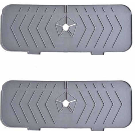Deux tapis de vidange pour évier de cuisine, des protections anti-éclaboussures pour robinet et des tapis de guidage pour drain de salle de bain (couleur : gris).