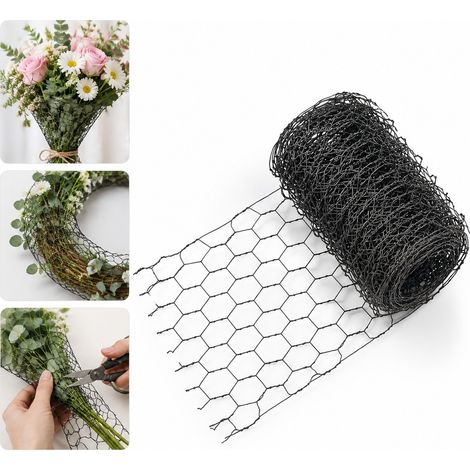 Maille de fil de fer floral leger 10 x 300 cm, reseau pliable et decoupable pour soutien de tiges dans arrangements et decorations de fete (1/5)