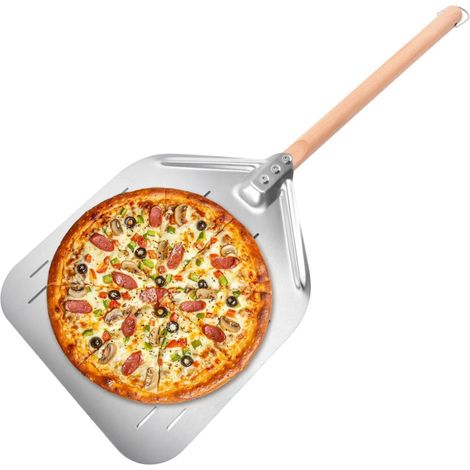 Pelle à pizza perforée en acier inoxydable avec manche en bois Outil de Pelle à Pizza avec Manche en Bois Pour Cuisson en , Maison, Jardin, Gâteau, Pâte & (1/5)