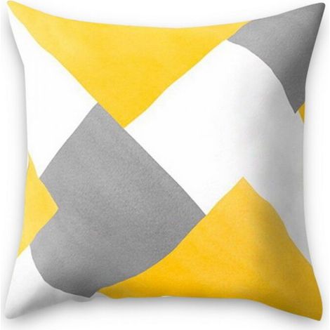 Lot de 4 housses de coussin de canapé épaisses en polyester jaune moutarde à imprimé géométrique avec fermeture à glissière dissimulée 18 x 18 pouces (1/2)