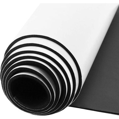 Rouleau de Mousse Autocollante 300mm x 3mm x1.5m Plaque de Mousse de Néoprène Multifonction Anti Vibrations Antidérapantes Protège Vos Meubles et Plancher Tapis de Mousse DIY Facile à Couper (Noir) (1/5)