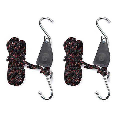 Sangles à cliquet 1/4 pouce, corde réglable pour lampe de culture, lot de 2, crochets ajustables, tendeur à rouleau pour suspension luminaire, fixation robuste. (1/5)