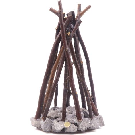Lampe de chevet USB effet feu de camp avec 3 modes d'éclairage : effets sonores réalistes, bois de chêne massif et base en pierre naturelle, lampe rustique d'ambiance pour la chambre, le salon ou tout (1/5)
