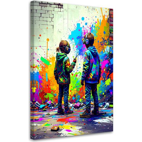 Tableau déco Graffiti Street art Abstrait coloré 60x90 (1/4)