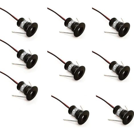 Noir 9pcs Mini 12v 1w LED Spots encastrés au plafond IP65, 3000k (120, Blanc chaud). (1/5)