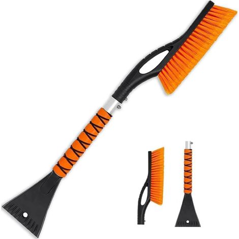 Car ice scraper – Car ice scraper with snow brush for windshields with ergonomic foam handle for snow removal, aluminum snow scraper and brush for cars, trucks, SUVs (1/5)