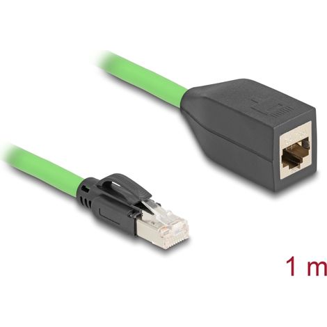 Delock Cable de extensiÃ³n de red RJ45 Cat.6A macho a hembra SF/UTP adecuado para cadenas de arrastre PUR (TPU) 1 m verde