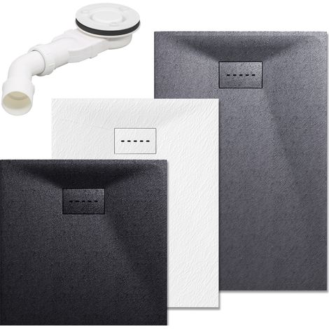 SONNI Duschwanne Duschtasse Dusche Flach SMC inkl.Ablaufgarnitur,Antirutsch,Schneidbaren Design-Schwarz 120 x 90 cm (1/5)