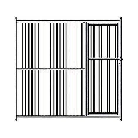 Panneau avant pour chenil galvanisé – Cadre tube renforcé 30mm – Dimensions 200x3x195cm – Porte d'accès incluse – Gomez Y Crespo