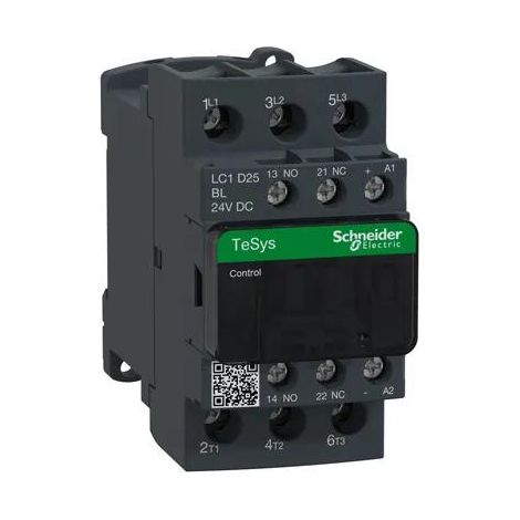 TESYS D – 3-POLIGER SCHÜTZ, AC3 – 25A, MOTORKONTAKTE. NO+ NC, NIEDRIGE SPULE 24 V DC, SCHRAUBANSCHLÜSSE