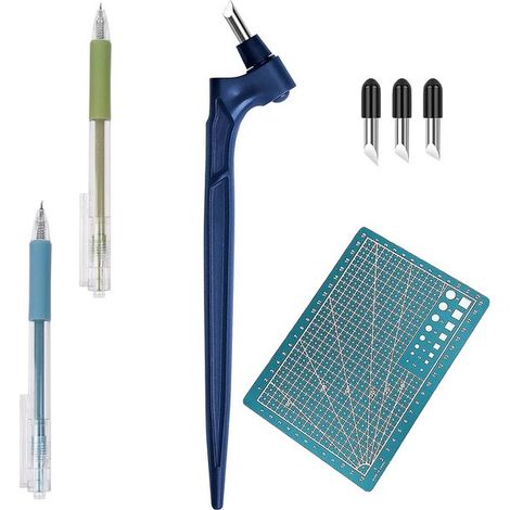 Set di utensili da taglio in acciaio inossidabile con 2 lame rotanti a 360 gradi, tappetino da taglio, utensili per lavori creativi e strumenti per scrapbooking. (1/5)