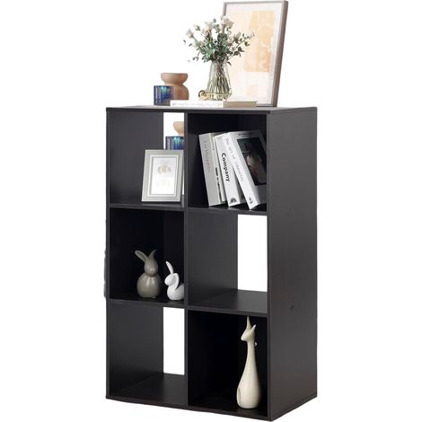 Libreria Scaffale Modulare a 6 Scomparti Moderno in Legno Marrone (1/5)