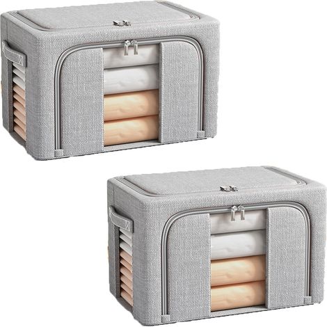 Boîte de rangement vêtements et couettes, boîte de rangement pliante, 72L, 504033cm, gris (1/5)