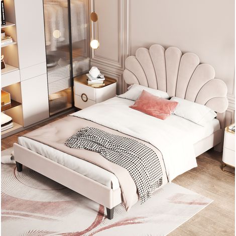 letto matrimoniale 140x200 imbottito testiera fiore OKMYHOME (1/5)