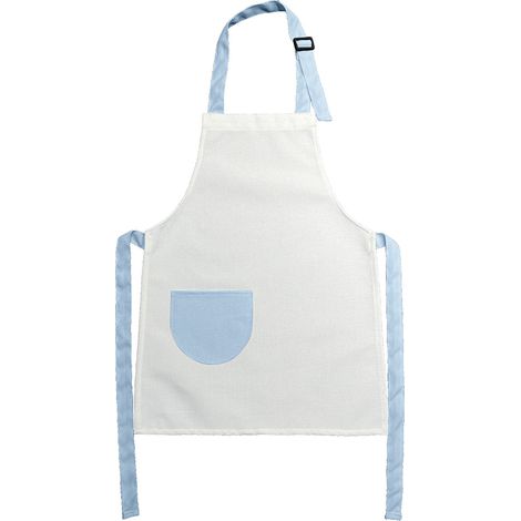 Tablier bleu à poche « Love » ajustable 47 x 36 cm, en coton et lin, pour dessiner et jouer (1/5)