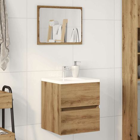 vidaXL Meuble sous-vasque de salle de bain en chêne massif 41 x 38,5 x 45 cm bois d'ingénierie
