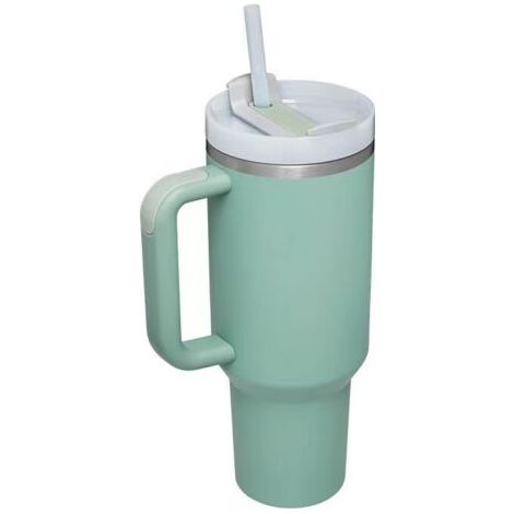 Gobelet isotherme en acier inoxydable de qualité supérieure de 40 oz - avec poignée, paille et couvercle (1/4)