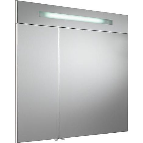 Armoire a glace 2 portes blanc brillant eclairage avec cache 900x740x160 mm (1/5)