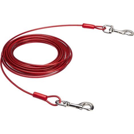 Cordon de traction fixe extérieur pour chien rouge, longueur de cordon 9 m, peut transporter des chiens jusqu'à un poids adapté 56kg (1/4)