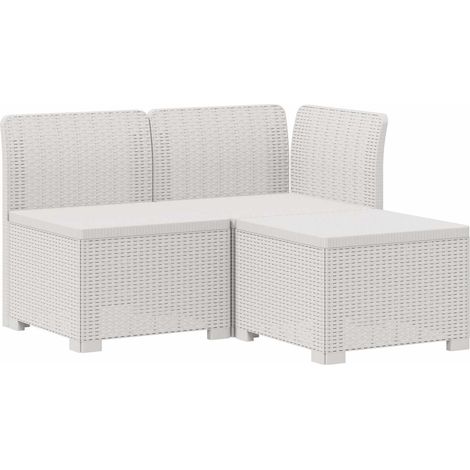 Sofá de Jardín de 3 Plazas Look Ratan PP Blanco vidaXL (1/5)