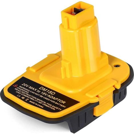 DM18D Akkuadapter mit USB-Anschluss – Ermöglicht den Betrieb von 18-V-Elektrowerkzeugen mit kompatiblen Dewalt 20-V- oder Mil-Waukee 18-V-Li-Ion-Akkus.