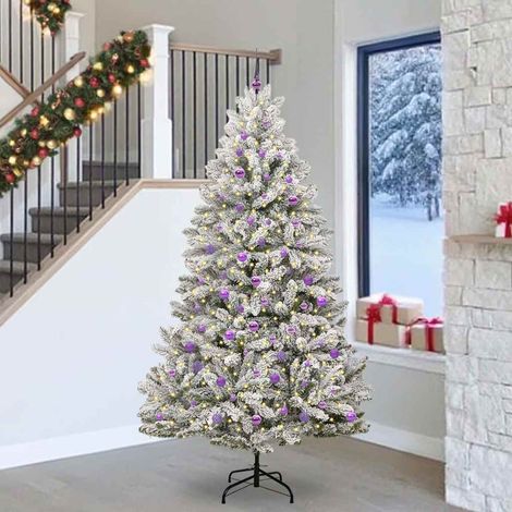 Künstlicher Weihnachtsbaum Grün und Weiß 240 cm PVC und Metall
