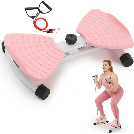 Twister Fitness Rotatif avec Bandes de Résistance, Rotation 90°, Plateforme Antidérapante 52 × 32 cm, Charge Max. 150 kg, Équipement Compact pour Exercices à Domicile - Rose (1/5)