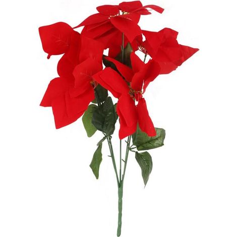 Bouquet di 5 stelle di Natale in velluto, 52 cm, rosse (1/3)