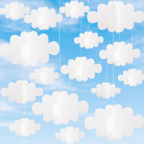 JSSEVN - Decoraciones de techo con nubes artificiales 3D, juego de 16 nubes decorativas artificiales hechas de material ligero y seguro para una elegante decoración de bodas. (1/5)
