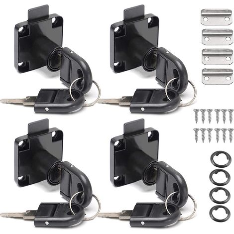 4pcs verrou à came avec clé différente, serrures barillet boîte aux lettres serrure casier verrou placard serrure d'armoire de sécurité pour meubles, armoire, tiroir, bureau. (1/5)
