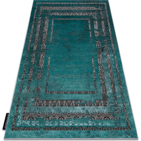 Modern DE LUXE Teppich 1516 Rahmen vintage - Strukturell grün / Anthrazit green 140x190 cm