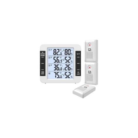 Smartes Thermometer für Innen und Außen mit 3 drahtlosen Sensoren, überwacht Luftfeuchtigkeit und Temperatur (°C/°F), speichert Maximal- und Minimalwerte, zeigt Trend- und Komfortindikatoren an – Crez (1/4)