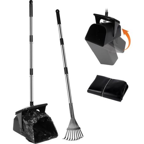Dog Poop Scoop for Large Dogs - Heavy Duty Swivel Bin and Rake with 20 Waste Bags for Large and Medium Dogs - Easy to Clean - Use on (1/5)