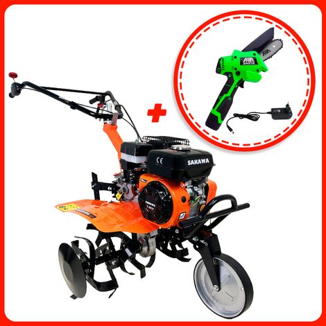 Motozappa 1G72 avviamento manuale 7.5 CV 3 velocità + Mini motosega a batteria in regalo