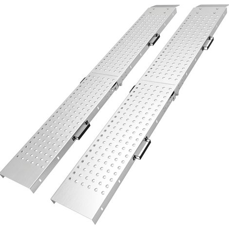 Rampe de chargement pliante 180x25,5x6,5 cm en métal argenté, 2 pièces, pour remorque – MEUBLIV (1/5)