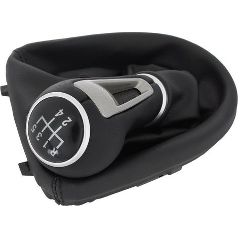 Pommeau de levier de vitesse Seat Altea XL 2006- NOIR ECO CUIR + soufflet avec cadre 5 VITESSES
