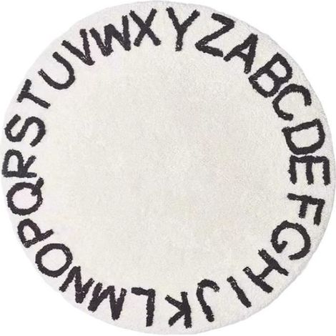 Space Tapis de Jeu Fait Main ABC Alphabet pour Enfants - Doux Coton Lisse Lettres Éducatives Précoce Tapis, Blanc & Noir,100cm (1/4)