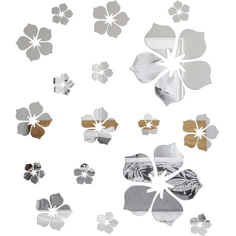 Ensemble de 18 stickers miroir, autocollants muraux, décoration murale miroir, miroirs autocollants, miroirs muraux, plaque miroir acrylique antichoc, adhésifs (1/5)