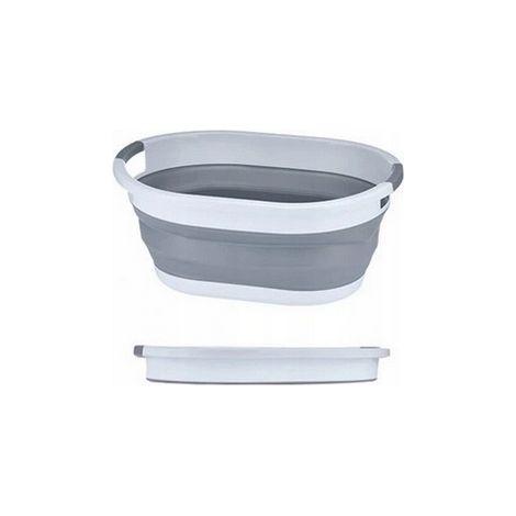 CESTA DE LA ROPA PLEGABLE, SILICONA, GRIS