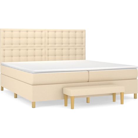 Maison Exclusive - Giroletto a Molle con Materasso Crema 200x200 cm in Tessuto (1/5)