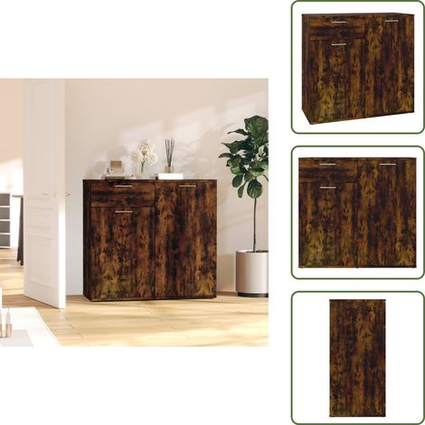 Sideboard Räuchereiche 80x36x75 cm Holzwerkstoff - Holz Sideboard - Wohnzimmermöbel - Regal - Schubladen - Sideboard Braun (1/5)