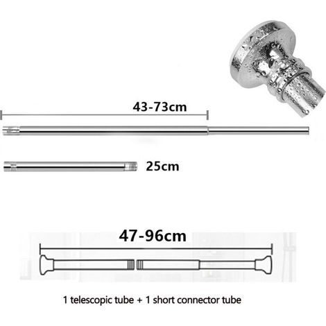 Tringle à rideau extensible en acier inoxydable 47-96 cm – Pour cuisine, salle de bain et portes/fenêtres de placard