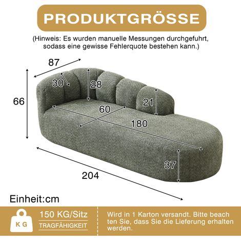 Méridienne moderne en chenille vert sauge, dossier ondulé capitonné, canapé d'appoint vert foncé nuage, lounger sans accoudoirs rembourré confortable pour salon, chambre et coin lecture. (1/5)